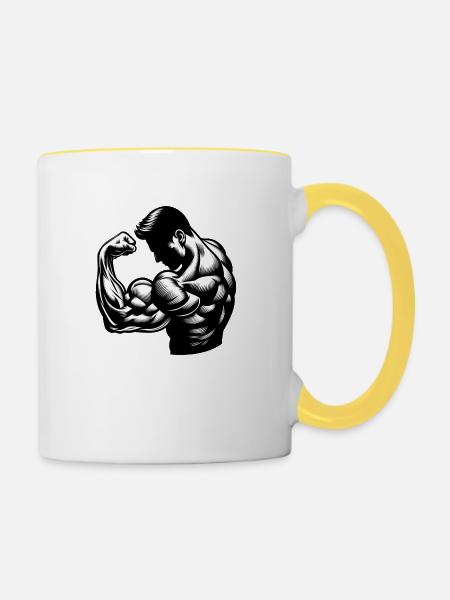 Flexing Biceps - Tasse zweifarbig - Weiß/Gelb