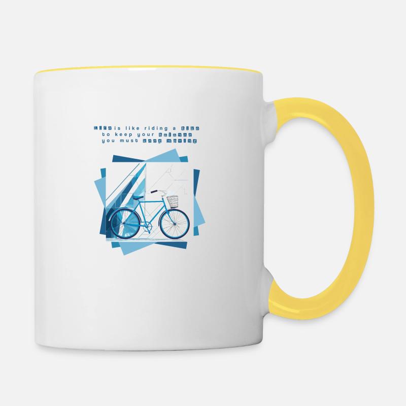 Message La vie, c’est comme faire du vélo - Mug contrasté - blanc/jaune