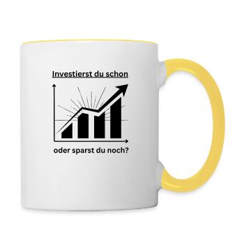 Aktien - Tasse zweifarbig - Weiß/Gelb - Rechts