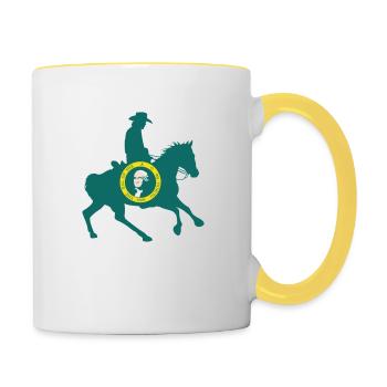 Flagge des Bundesstaates Washington Cowboy - Tasse zweifarbig - Weiß/Gelb - Rechts