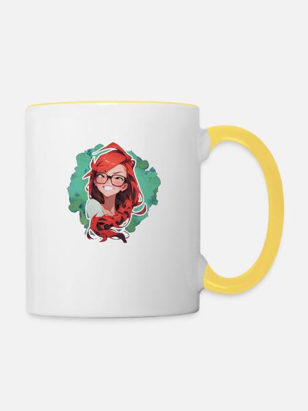 Frau Soline klein - Tasse zweifarbig - Weiß/Gelb