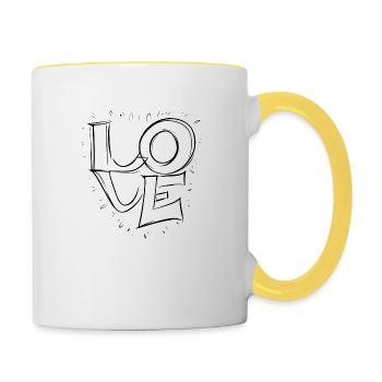 Amour - Love Black - Mug contrasté - blanc/jaune - Droite