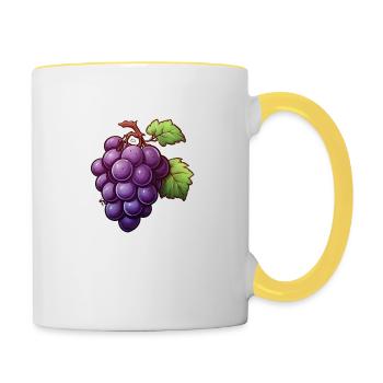 Weinreben blau - Tasse zweifarbig - Weiß/Gelb - Rechts