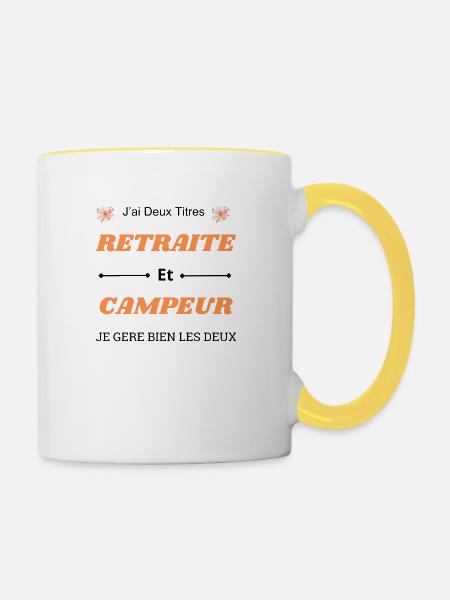 Ich habe zwei Titel - Tasse zweifarbig - Weiß/Gelb