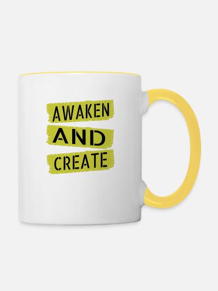 gift idea enlightenment quotes - Tasse zweifarbig - Weiß/Gelb