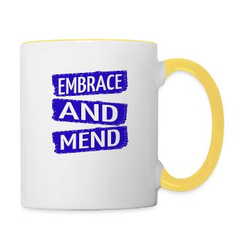 receiving support present idea - Tasse zweifarbig - Weiß/Gelb - Rechts