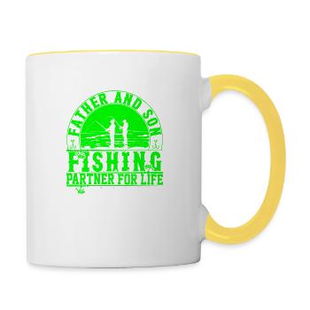 fisch, fisch, angeln, see, meer, angeln, fauna, exotisch - Tasse zweifarbig - Weiß/Gelb - Rechts
