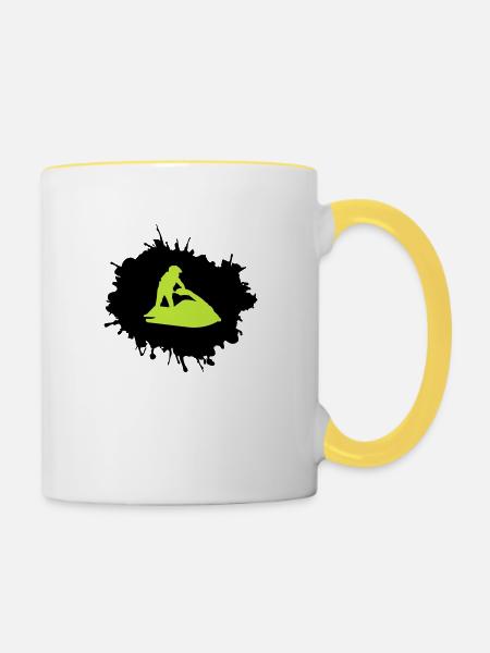 jet ski klecks - Tasse zweifarbig - Weiß/Gelb