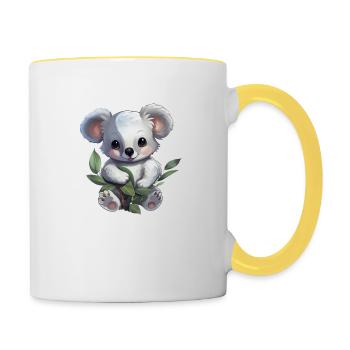 Koala Mignon - Mug contrasté - blanc/jaune - Droite