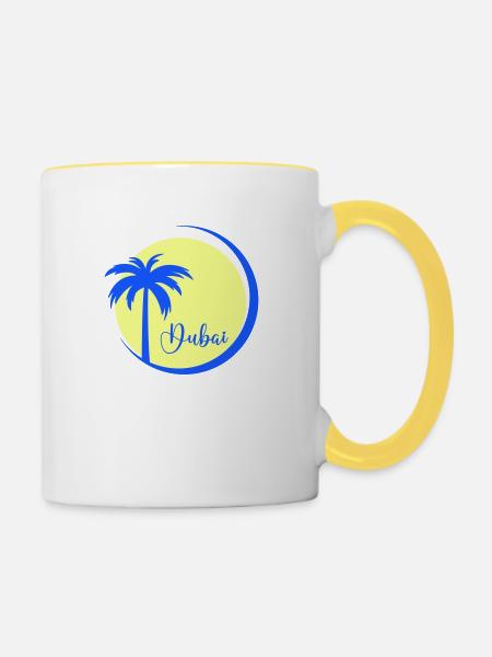 palme dubai - Tasse zweifarbig - Weiß/Gelb