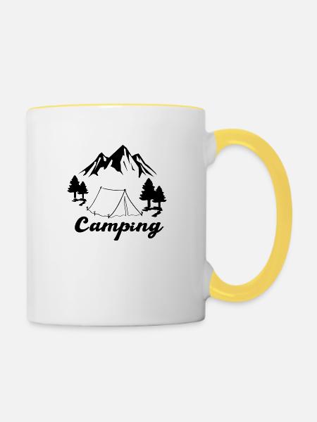camping - Tasse zweifarbig - Weiß/Gelb
