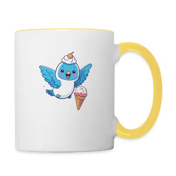 Budgi on top - Contrasting Mug - white/yellow - Right