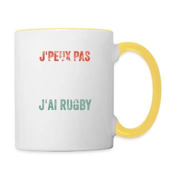 J'peux pas j'ai rugby - Mug contrasté - blanc/jaune - Droite