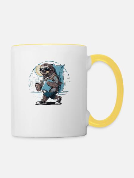 Sloth Sleepwalker - Tasse zweifarbig - Weiß/Gelb