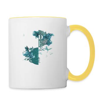 Vibes Only Sticker Quote Vector Vintage Art Styles - Contrasting Mug - white/yellow - Right