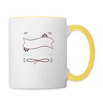 arbeiten coffeeshop humor geek geschenkidee bday - Tasse zweifarbig - Weiß/Gelb - Rechts