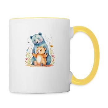Du bist unersetzlich! Eltern Kind - Tasse zweifarbig - Weiß/Gelb - Rechts