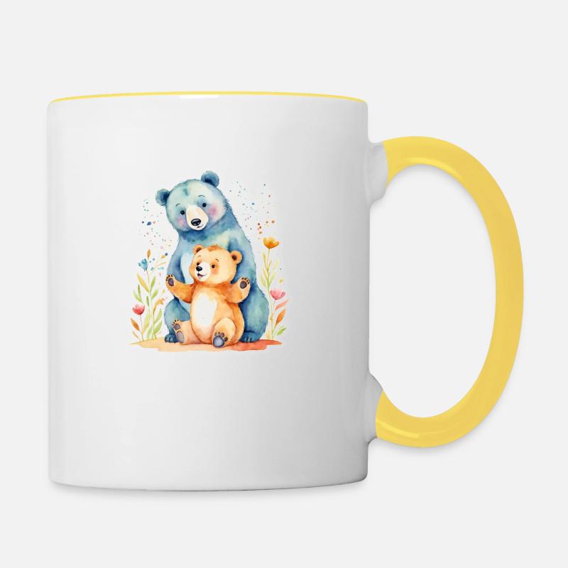 Du bist unersetzlich! Eltern Kind - Tasse zweifarbig - Weiß/Gelb