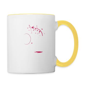 White elephant with pink paint - Contrasting Mug - white/yellow - Right