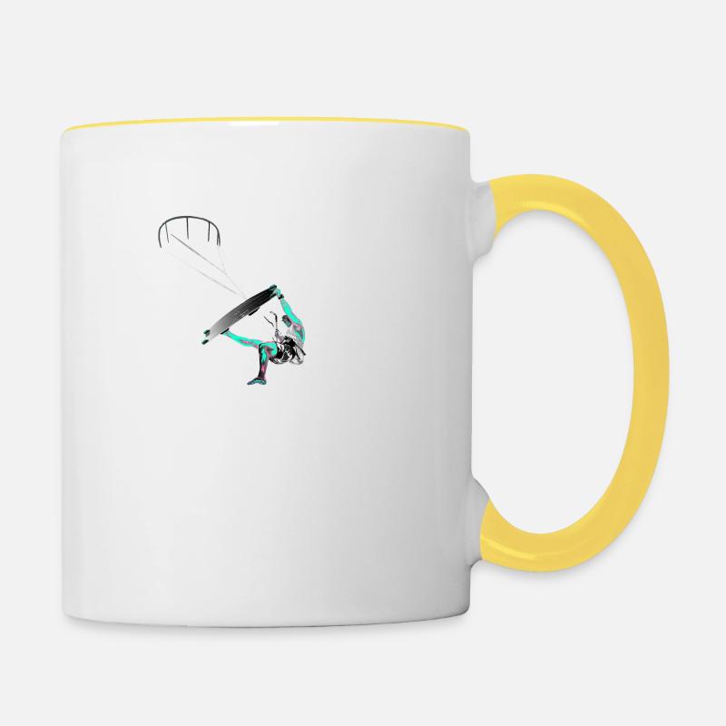 Kitesurf - Tasse zweifarbig - Weiß/Gelb