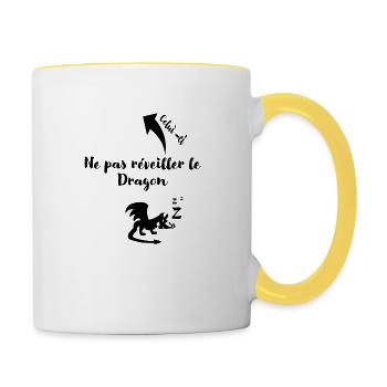 Ne pas réveiller le Dragon - Mug contrasté - blanc/jaune - Droite