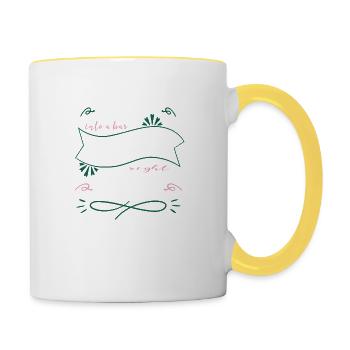 Dictons drôles cool art heureux en apesanteur - Mug contrasté - blanc/jaune - Droite
