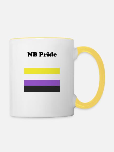 Nicht-binärer NB-Stolz - Tasse zweifarbig - Weiß/Gelb
