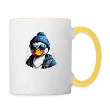 Hispter Ente - Tasse zweifarbig - Weiß/Gelb - Rechts