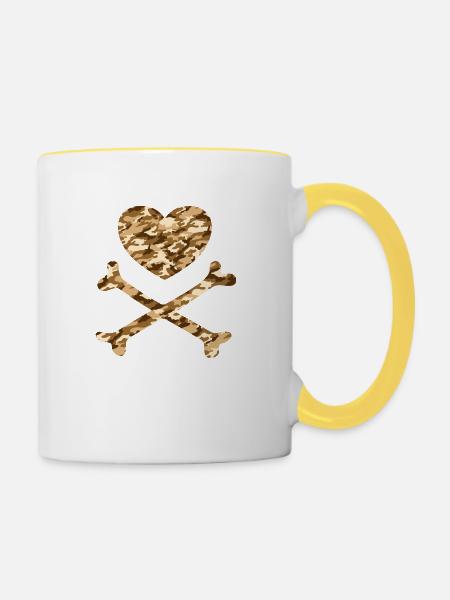 Piratenherz Camo Sand - Tasse zweifarbig - Weiß/Gelb