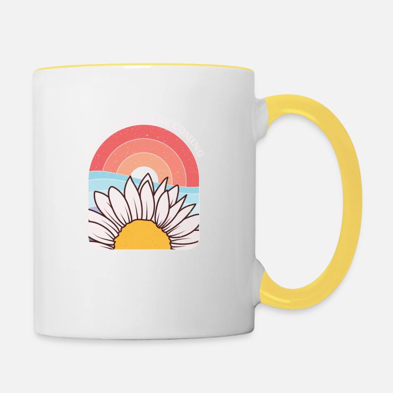 Daisy and Sun Inspirational Phrase Graphic - Contrasting Mug - white/yellow