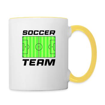 rasen fussball soccer team - Tasse zweifarbig - Weiß/Gelb - Rechts