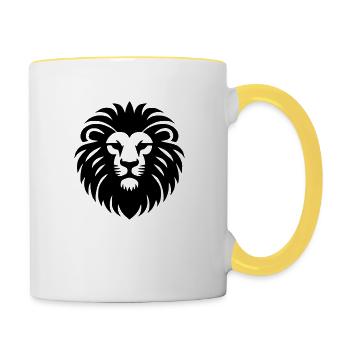 Tête de Lion Symbole Armoiries Pictogramme Vecteur - Mug contrasté - blanc/jaune - Droite
