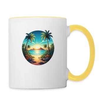 Sur la plage - Mug contrasté - blanc/jaune - Droite