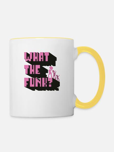 what the funk - Tasse zweifarbig - Weiß/Gelb