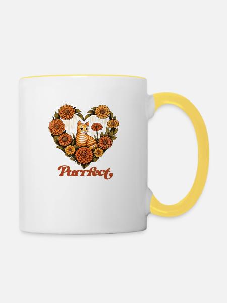 Purrfect - Tasse zweifarbig - Weiß/Gelb
