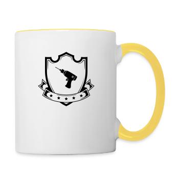 bohrmaschine wappen - Tasse zweifarbig - Weiß/Gelb - Rechts
