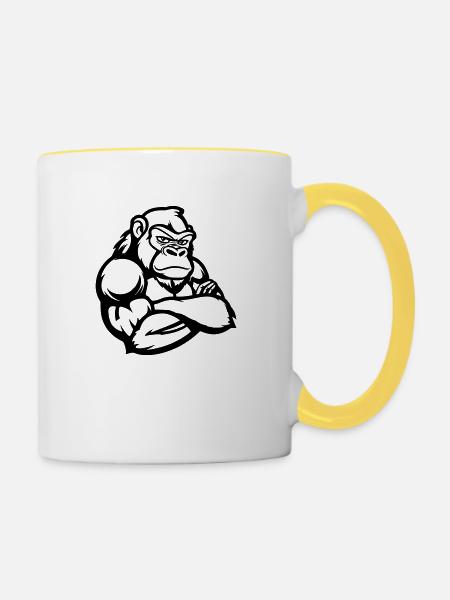 Gorilla Comic - Tasse zweifarbig - Weiß/Gelb