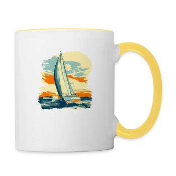 Conception de voilier - Mug contrasté - blanc/jaune - Droite