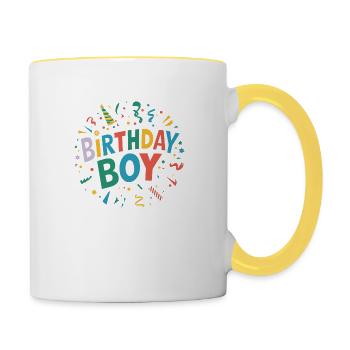 Geburtstagskind - Tasse zweifarbig - Weiß/Gelb - Rechts