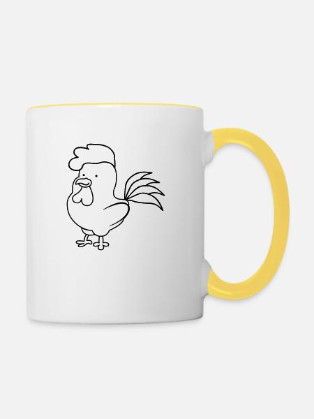 Hahn - Tasse zweifarbig - Weiß/Gelb
