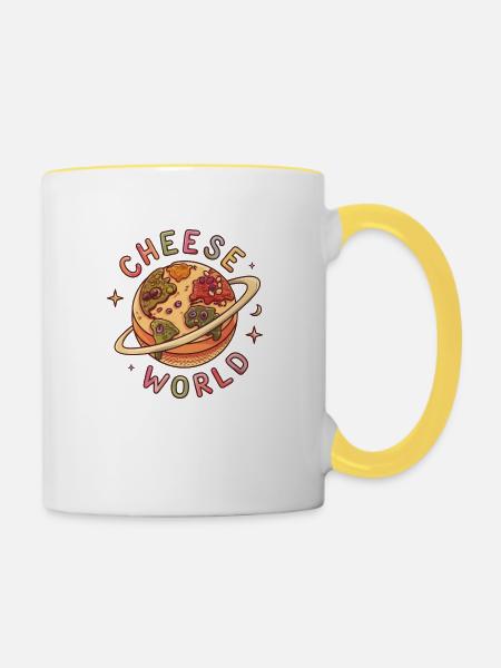 Cheese World - Tasse zweifarbig - Weiß/Gelb