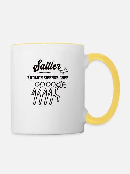Sattler Chef Selbstständigkeit Firma Gründen - Tasse zweifarbig - Weiß/Gelb