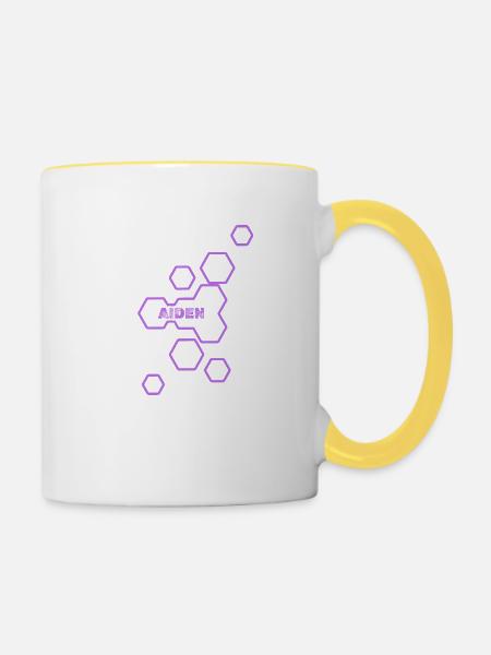 Name Aiden - Tasse zweifarbig - Weiß/Gelb