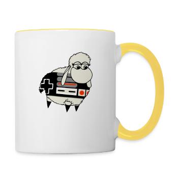 Wolly Sheepling Retro Controller - Tasse zweifarbig - Weiß/Gelb - Rechts