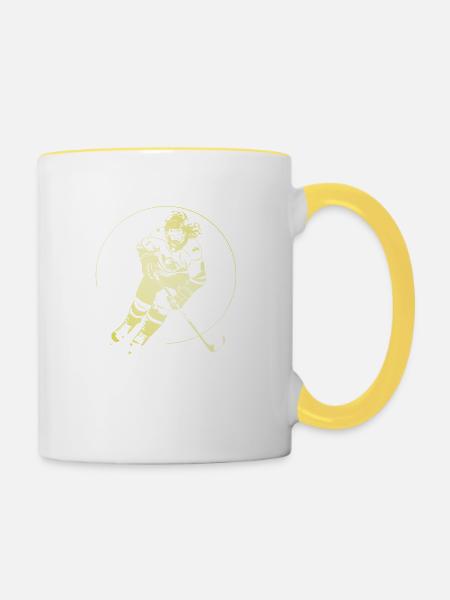 Hockey Spielerin - Tasse zweifarbig - Weiß/Gelb