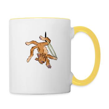 Aerial Cat Hoop - Contrasting Mug - white/yellow - Right