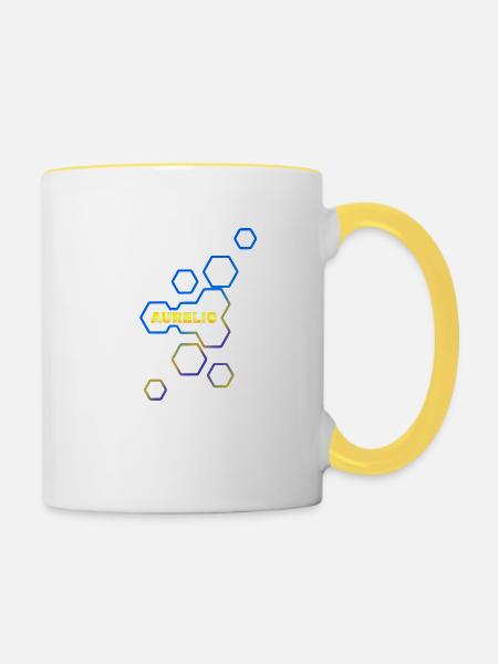Geschenk für Aurelio - Tasse zweifarbig - Weiß/Gelb