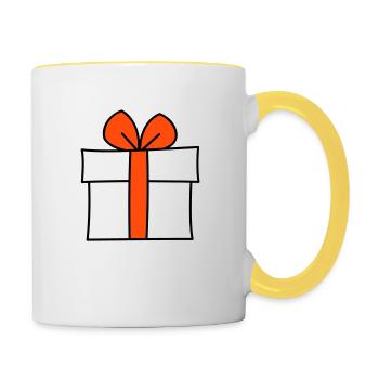 Geschenk dreifarbig - Tasse zweifarbig - Weiß/Gelb - Rechts