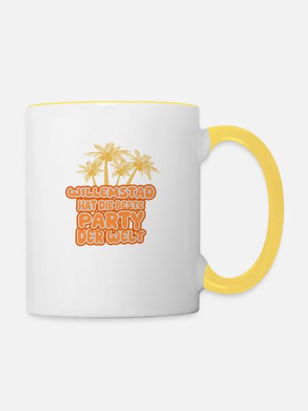 Urlaub Willemstad - Tasse zweifarbig - Weiß/Gelb
