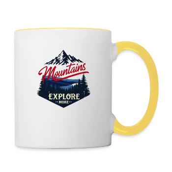 Mountains: Explore More Adventure Design - Contrasting Mug - white/yellow - Right